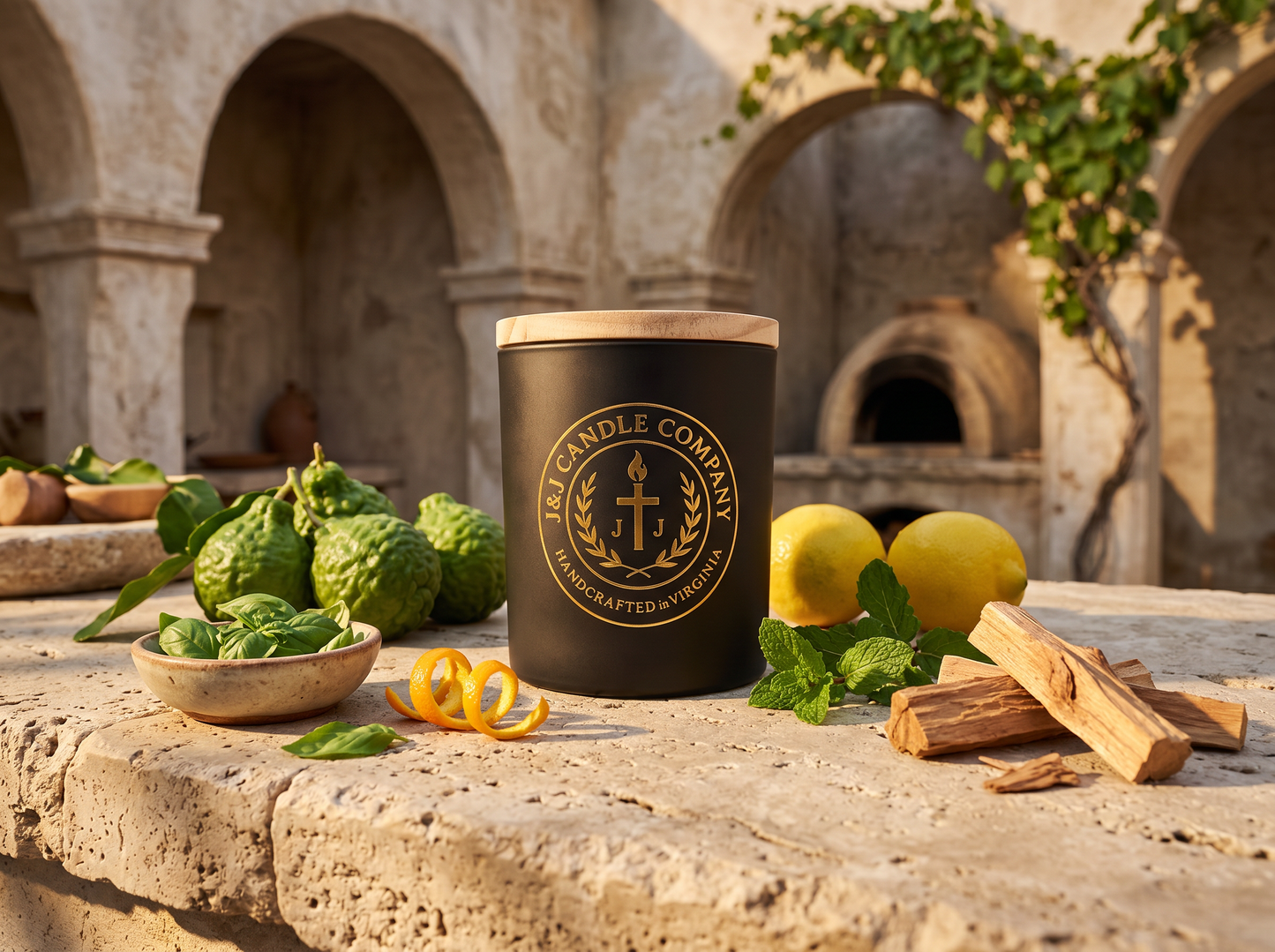 Herbal Citrus Bliss | Wooden Wick | Handmade | Organic Wax | 6oz | 30+ Hours of Burn