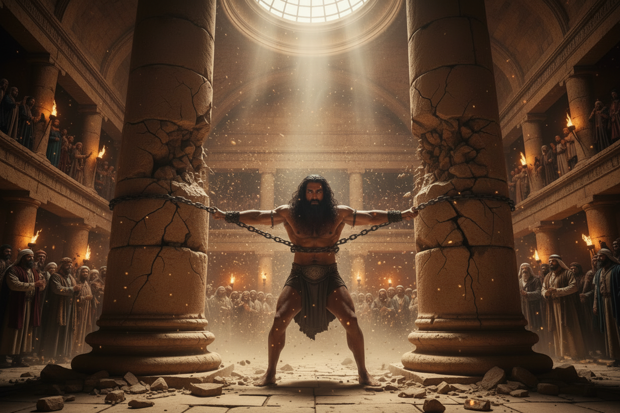 Samson with enhanced strength and lighting