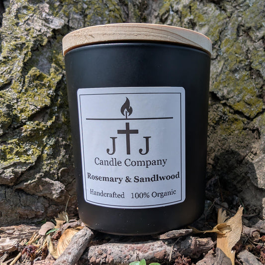 Rosemary & Sandlewood | Wood Wick | Handmade | Organic | 6oz