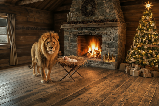 Christmas Cabin with Realistic Fire