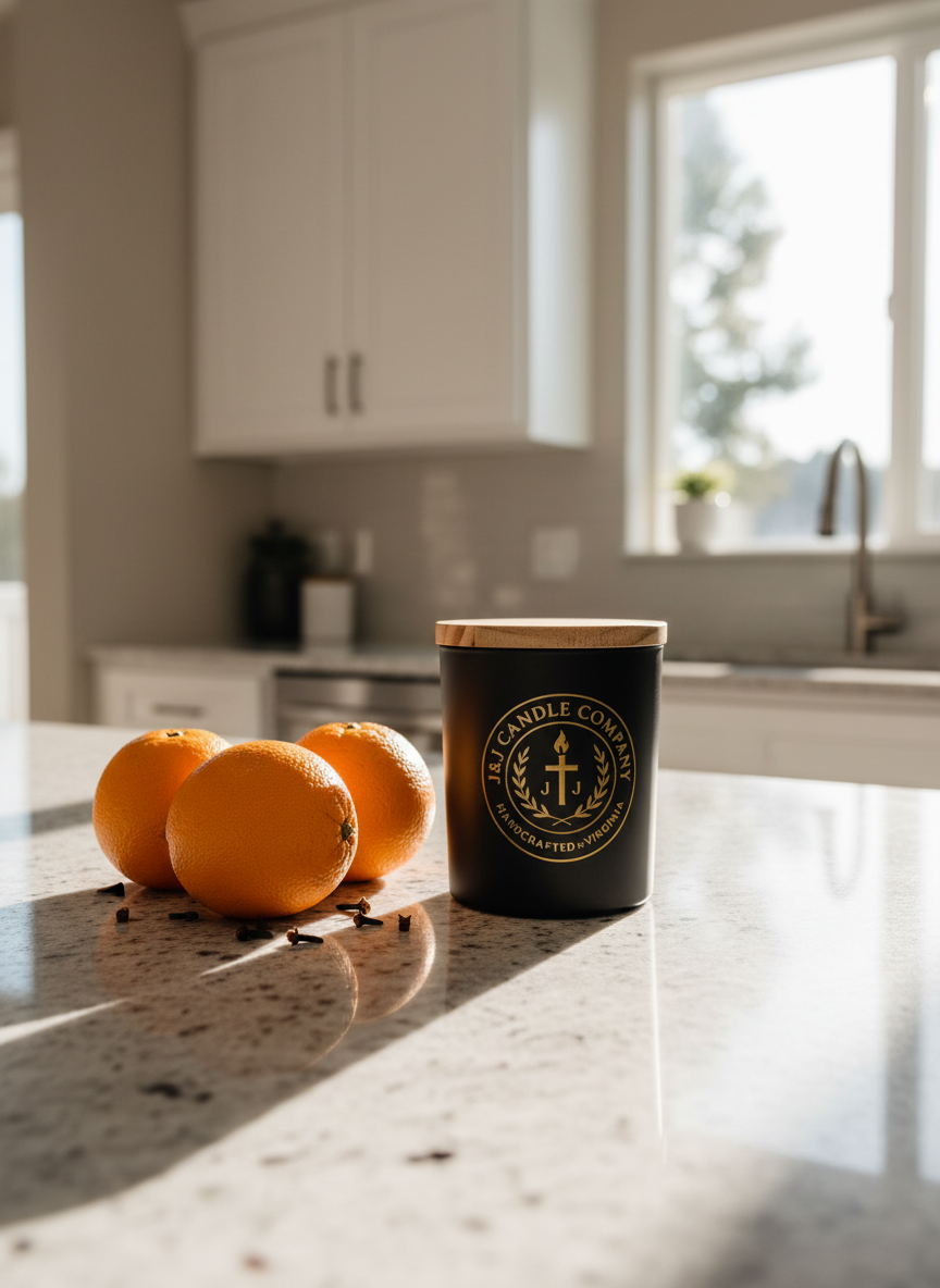 Black glass, wooden lid organic wax