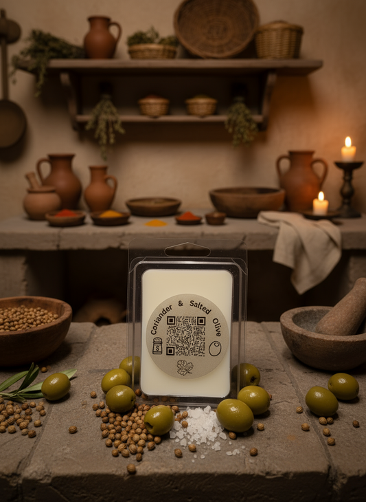 Coriander & Salted Olive Wax Melts | Organic Wax | Handmade | 2.5oz | 6 Cubes