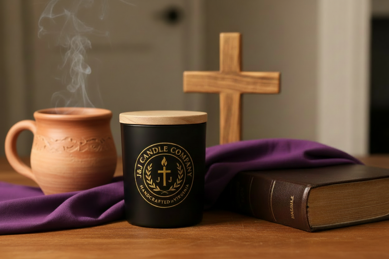 Coffee Fragranced Black Glass Wooden Lid Bible Studies Morning Ritual