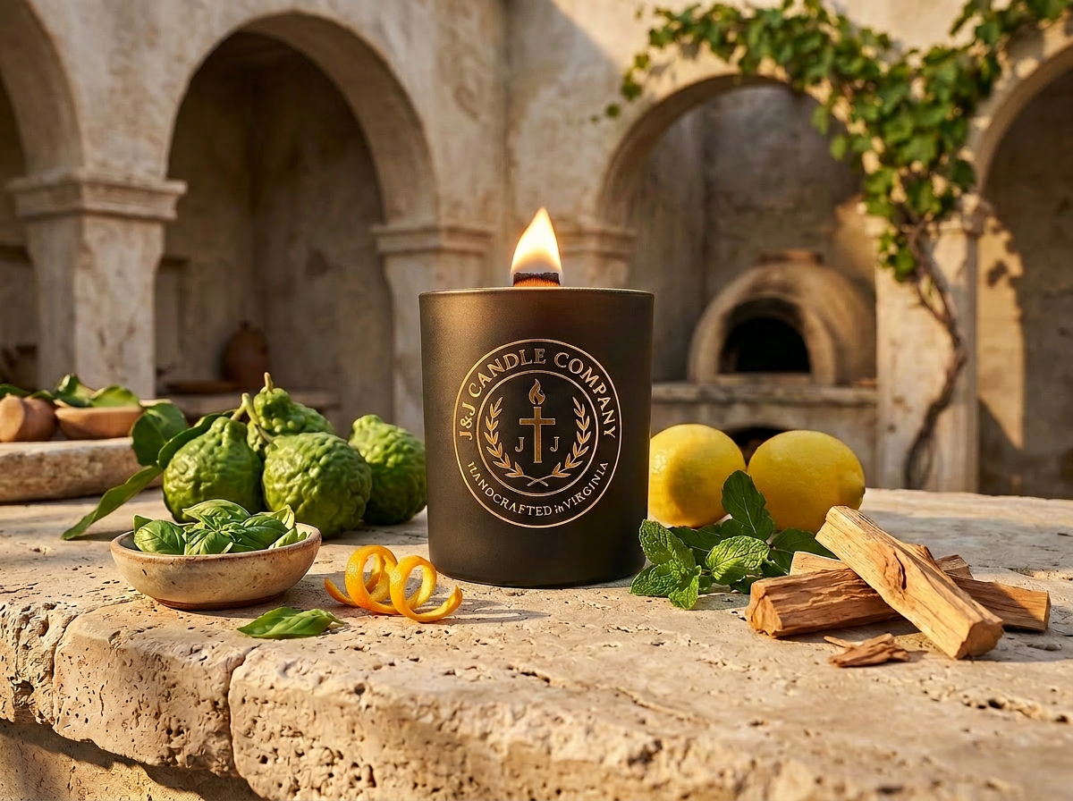 Herbal Citrus Bliss | Wooden Wick | Handmade | Organic Wax | 6oz | 30+ Hours of Burn