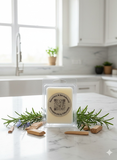 Rosemary & Sandalwood Wax Melts | Organic Wax | Handmade | 2.5 oz | 6 Cubes