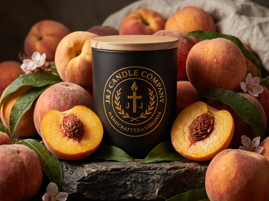 Peachy Morning | Wooden Wick | Handmade | Organic Wax | 6oz | 30+ Hours of Burn